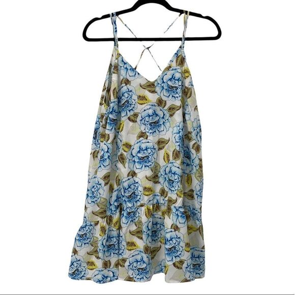 J.O.A. White & Blue Floral Strappy Back Dress - Picture 1 of 7